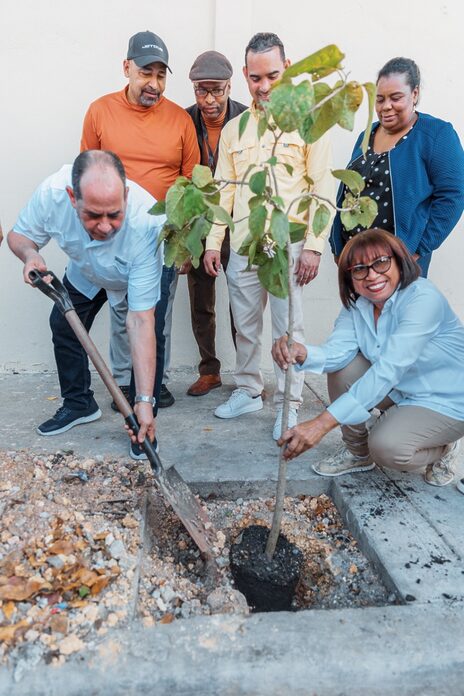 Alcaldía del DN y regidores plantan árboles junto a estudiantes en ensanche Luperón