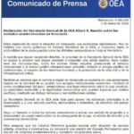 OEA llama a la desescalada y a una salida pacífica en Venezuela tras los recientes acontecimientos